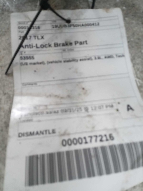 2017 Acura TLX ABS Hydraulic Assembly OEM 57111TZ7A12 Black 115K Miles
