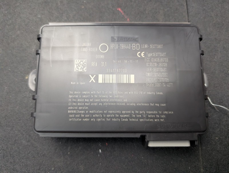 Keyless Entry Control Module 2018 Jaguar XE S HPLA-19H440-BD 2019