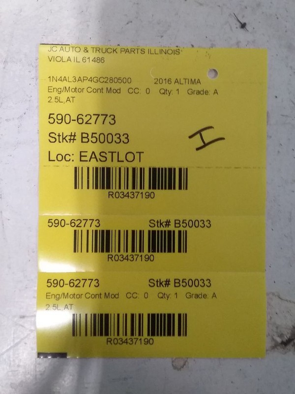 Engine ECM Electronic Control Module Left Hand Fender Fits 16-17 ALTIMA 3437190