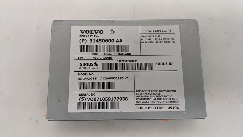 Satellite Radio Tuner 2016 Volvo S60 31450600 2011 2012 2013 2014 2015