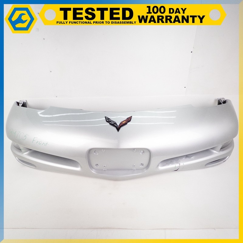 DAMAGED 97-04 CHEVROLET CORVETTE C5 FRONT BUMPER COVER PANEL ASSEMBLY SILVER OEM