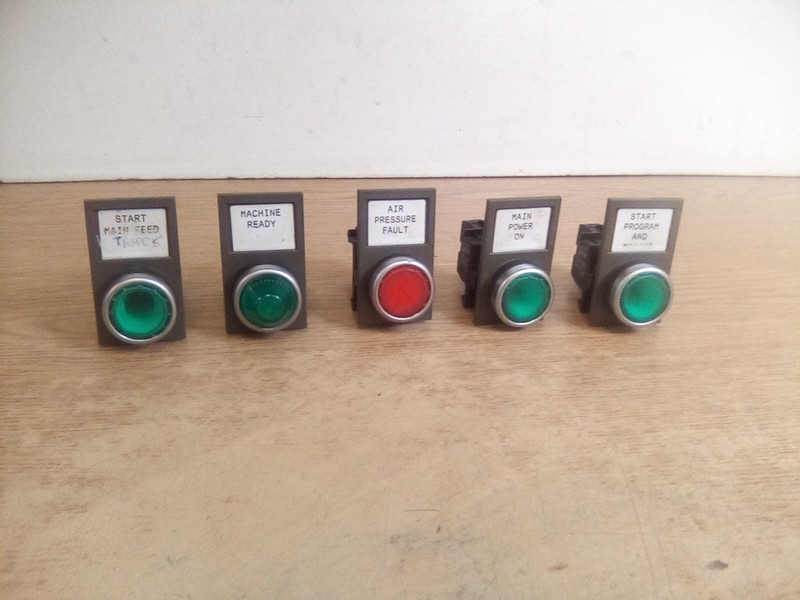 Lot Of 5 Various Moeller Pushbuttons W/ EK10 & EF Contact Blocks