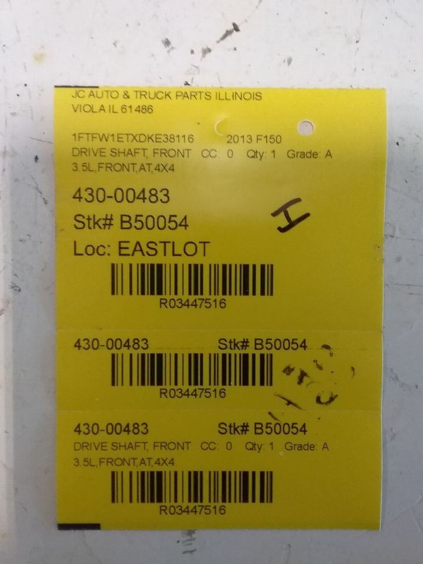 Front Drive Shaft 6 Speed 6R80 Transmission Fits 11-14 FORD F150 PICKUP 3447516