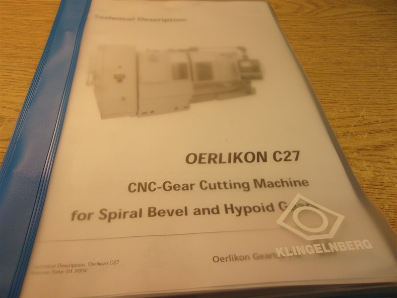 Klingelnberg Technical Description Manual Oerlikon C27 Cutting Machine