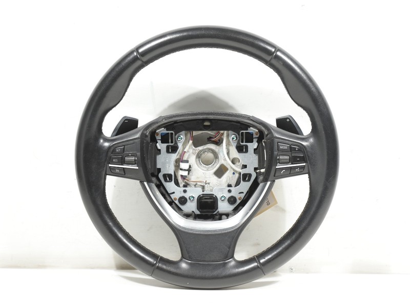 2011-2016 BMW 5 Series Steering Wheel Leather Black W/ Paddles Non-Heated OEM