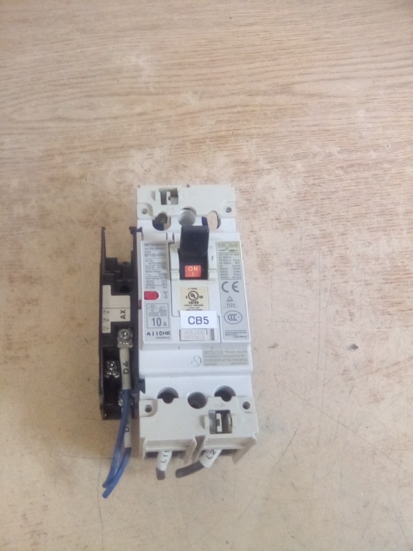 Mitsubishi NF100-HRU2010 10A 2Pole No-Fuse Breaker W/Auxiliary Switch