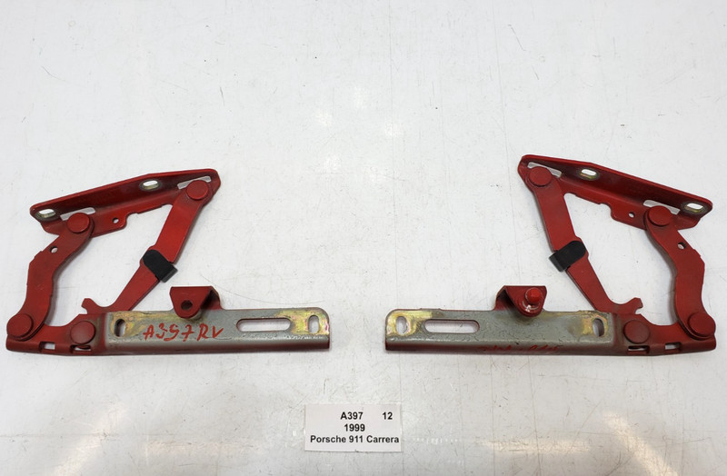 ✅ 99-04 OEM Porsche Carrera 911 996 Rear Left Right Engine Trunk Hinge Red SET