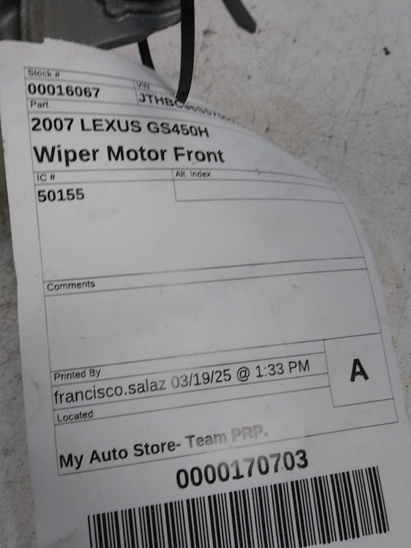 2007 Lexus GS450H Wiper Motor OEM 8511030550 Used 190K Miles Warranty