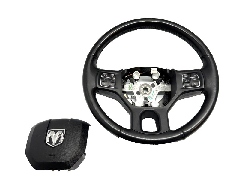 ✅ 2013-2024 RAM 1500 2500 3500 CLASSIC BLACK LEATHER STEERING WHEEL HEATED OEM