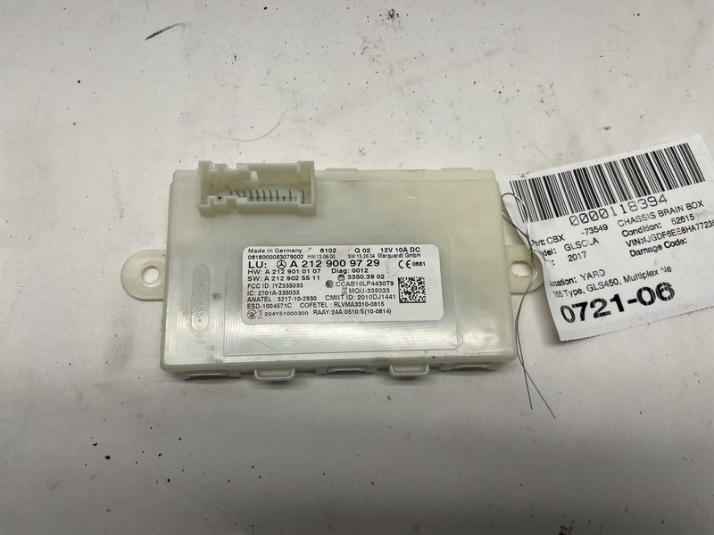 2017-2019 MERCEDES GLS350D GLS450 MULTIPLEX KEYLESS ENTRY MODULE 2129009729