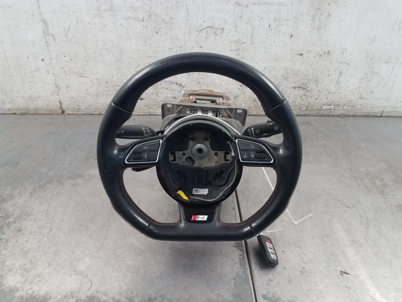 2014 Audi S4 Quattro B8 Leather Steering Wheel / Column / Key #7670 Y2
