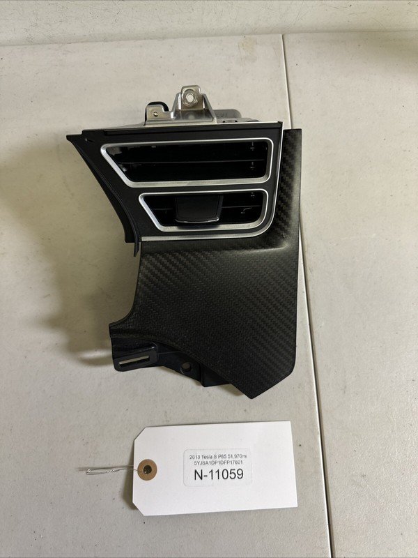 12-16 Tesla MS Left Dash Molding Air Vent Grille Trim Carbon Fiber 11059 B154