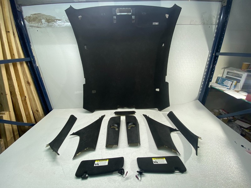 04-10 BMW E63 M6 Headliner Roof Pillar Trim Sun Visor Black Alcantara Set! OEM✅