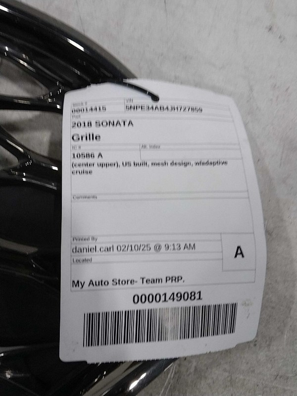 2018 Hyundai Sonata OEM Front Grille 86350C2810 Used 55k Miles