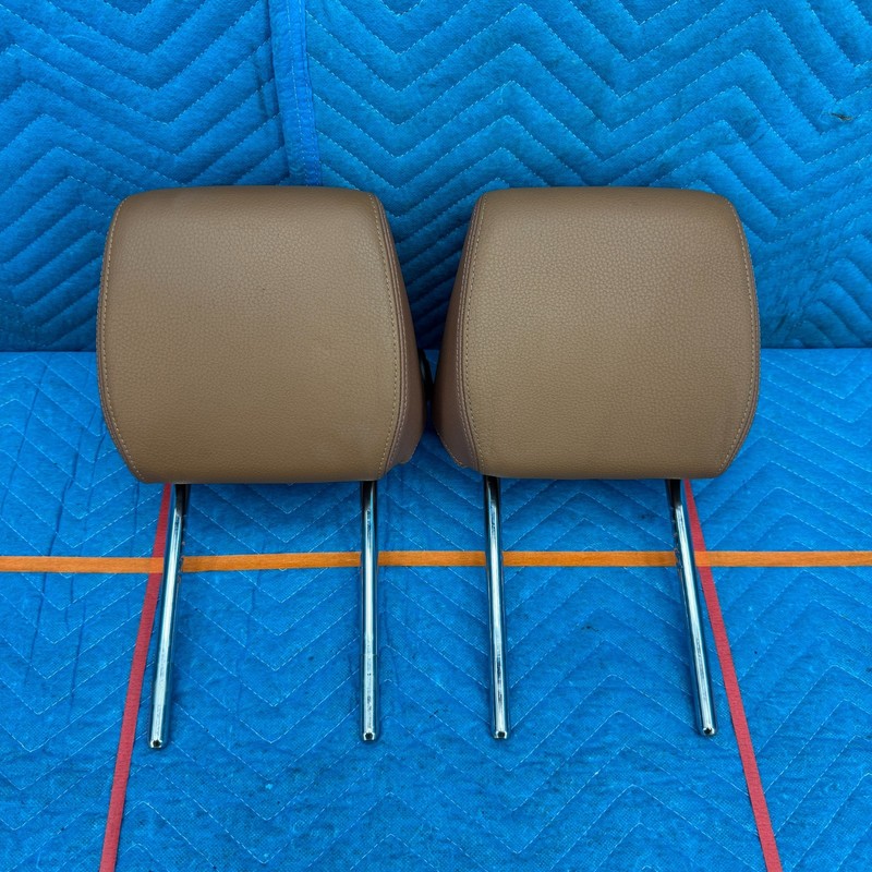 12–16 BMW 328i F30 Front Driver and Passenger Seat Headrests Saddle Brown OEM