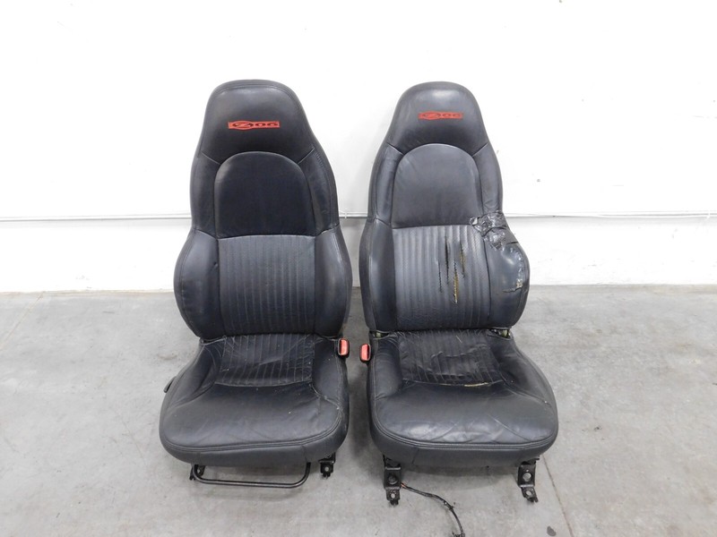2002 Chevy Corvette C5 Z06 Black Leather Bucket Seat Set #6852 O1