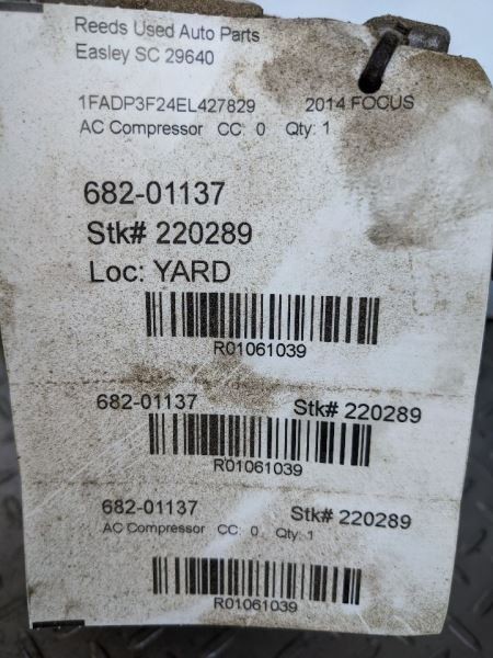 AC Compressor VIN 2 8th Digit Fits 14-18 FOCUS 1061039