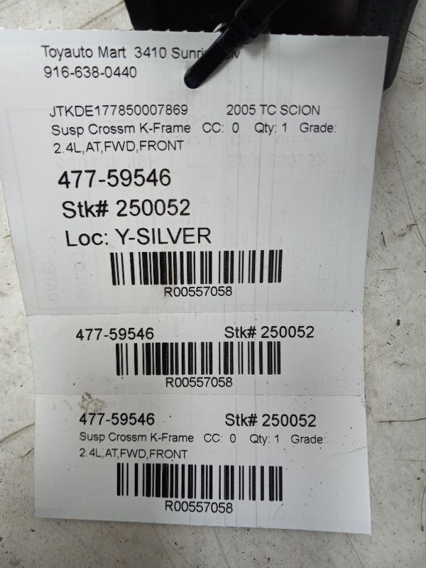 05 06 07 08 09 10 SCION TC FRONT SUSPENSION CROSSMEMBER K-FRAME 557058