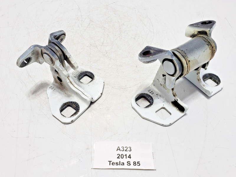 ✅ 12-20 OEM Tesla Model S Rear Left Driver Door Hinge Upper Lower White SET