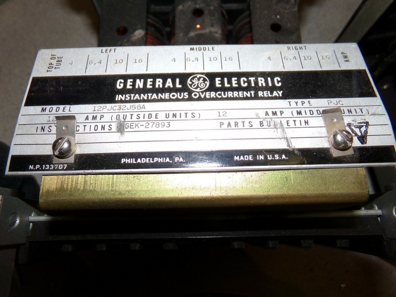 GE 12PJC32J56A Instantaneous Overcurrent Relay 12 Amp 1337078 *FREE SHIPPING*