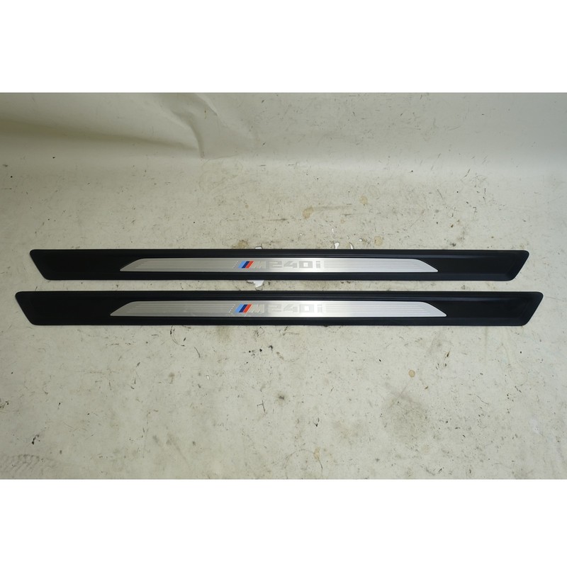 Damaged BMW F22 M240i Coupe Factory Door Sill Entry Cover Set 2016-2021 OEM