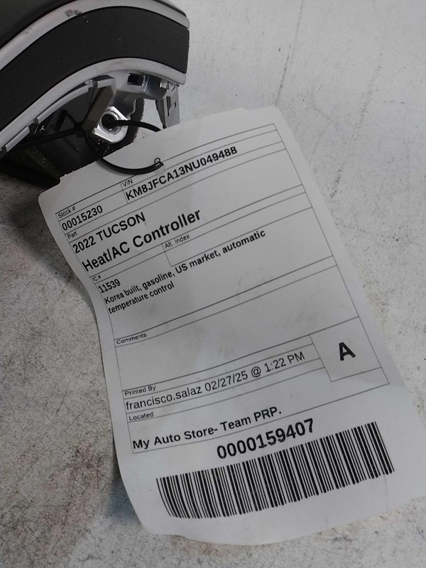 2022 Hyundai Tucson A/C Selector Switch OEM Black 64000 Miles NJ25-15230-395133