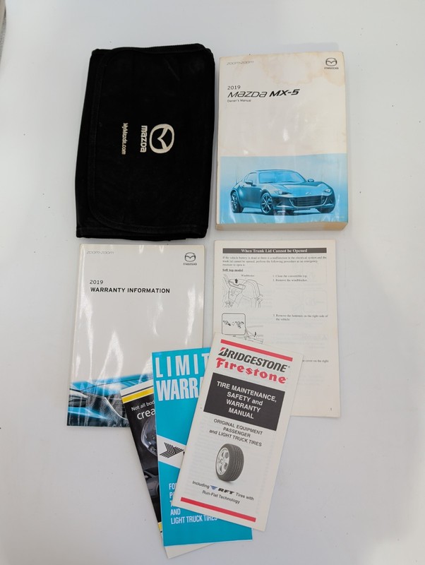 2019 MAZDA MX-5 OWNERS MANUAL, Warranty With Case