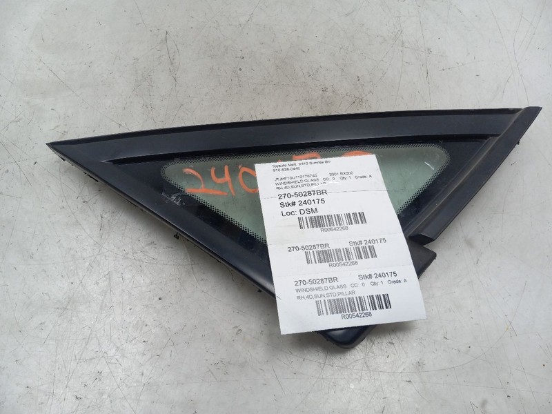 99-03 LEXUS RX300 3.0L 4WD AT PASSENGER SIDE FRONT PILLAR GLASS WINDOW