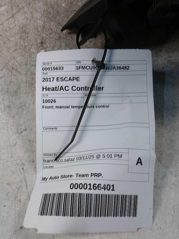 Used A/C Selector Switch fits: 2017 Ford Escape Front manual temperature control