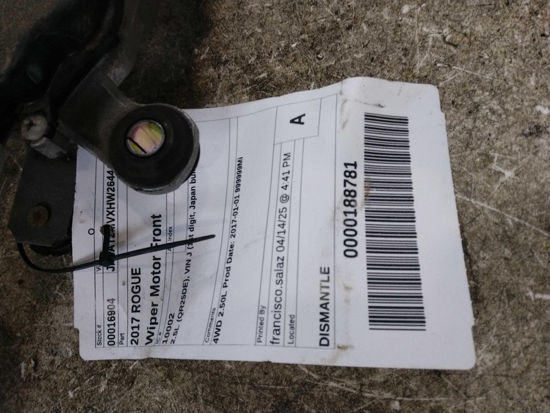 2017 Nissan Rogue Wiper Motor OEM Silver 143K Mileage NJ25-16904-424708