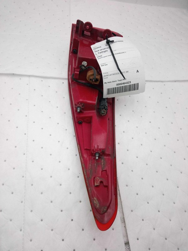 2018 KIA Sportage Left Tail Light Assembly - White, Used, 89000 Miles