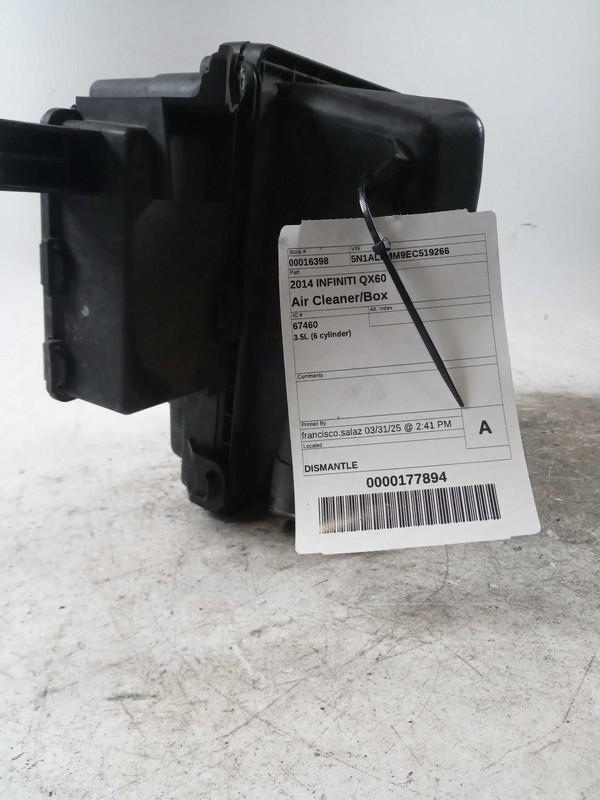 2014 INFINITI QX60 Air Cleaner Assembly OEM Black 165003JA0A 112K Miles