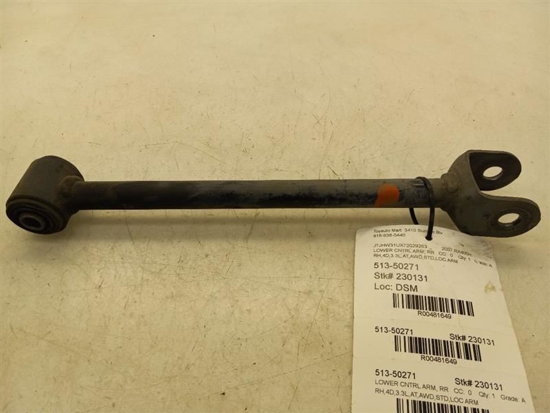 06-09 LEXUS RX400H 3.3L PASSENGER SIDE REAR LOWER CONTROL LOCATING ARM ASSEMBLY