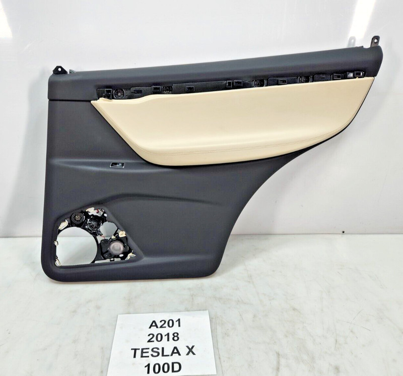 ✅ 16-20 OEM Tesla Model X Rear Right Passenger Side Door Panel Trim Cream Assy
