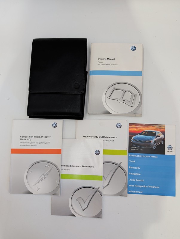 2016 Volkswagen Passat Owner’s Manual With Quick Start Guide & Case