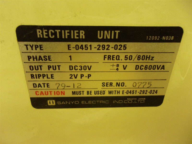 Rectifier Unit E-0451-292-025 Sanyo 1-Phase*FREE SHIPPING*