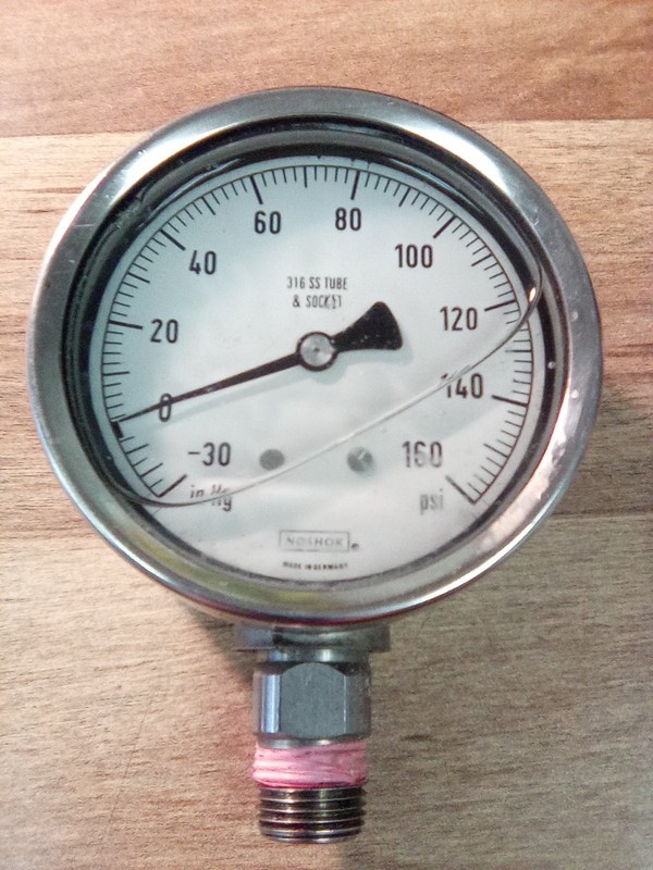 NOSHOK 316SS Tube & Socket Gauge 0-160 PSI