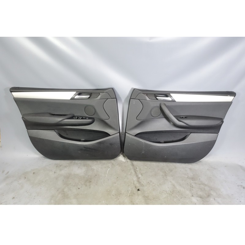2011-2014 BMW F25 X3 Early Front Int Door Panel Trim skin Pair Black Vinyl OEM