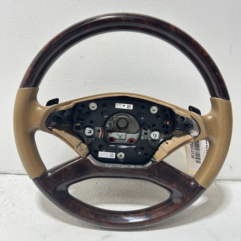 2009-2013 MERCEDES W221 S550 Steering Wheel Wood Trim Paddle Shifters OEM