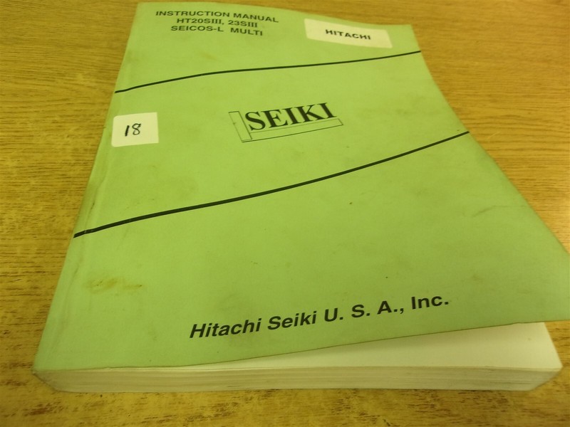 Hitachi Seiki Instruction Manual HT20SIII 23SIII L-V6R1.0E Edition 2 "18"