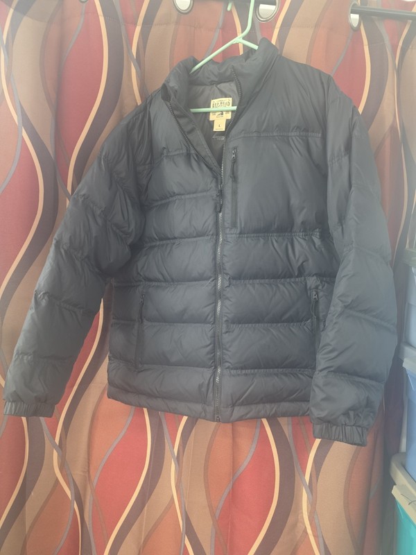 Red Head Puffer Jacket Mens Large Black Duck Down Filled Full Zip Lightweight