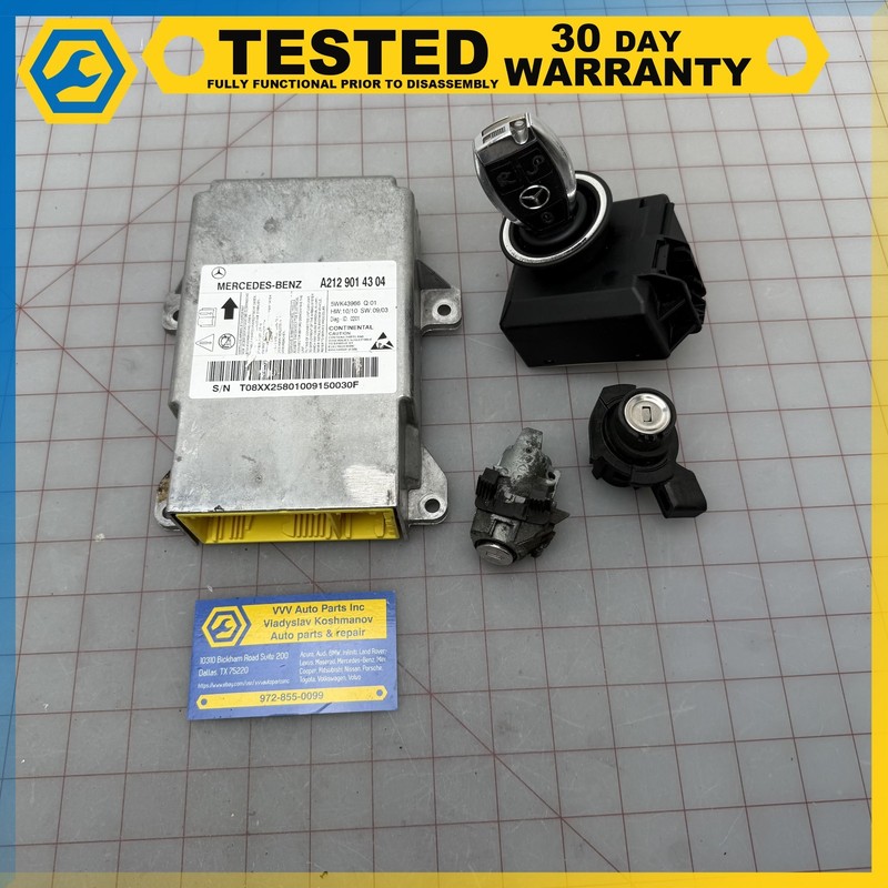 11-13 W212 CRASH CONTROL MODULE / IGNITION SWITCH/ DOOR CYLINDER/ KEY/ SET OEM