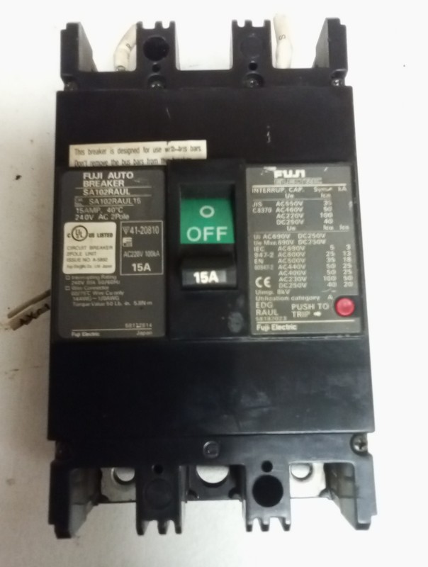 Fuji Electric 2 Pole Circuit Breaker SA102RAUL15 15AMP 240VOLT