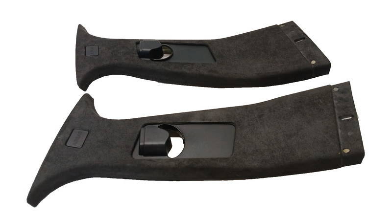 SUEDE 09-15 JAGUAR XF XFR RIGHT LEFT B PILLAR ALCANTARA LEATHER BLACK OEM