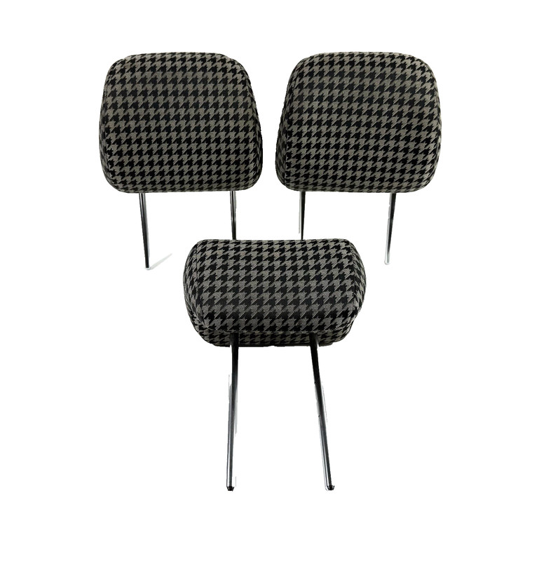 2011-2013 Kia Soul Rear Seat Headrests Set Houndstooth Gray Cloth OEM (Set of 3)