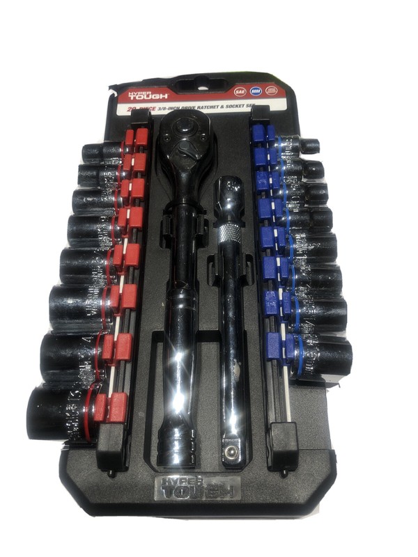 Hyper Tough 20-Piece 3/8-Inch Drive RATCHET SOCKET SET SAE & METRIC Rail (T)