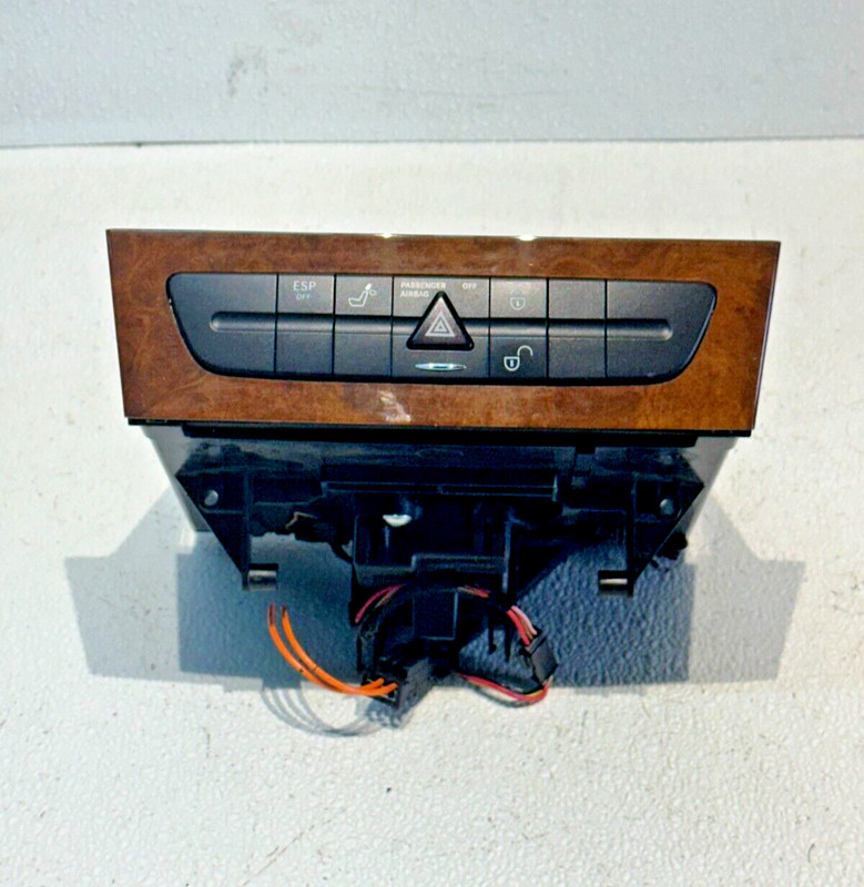 03-09 Mercedes E320 E500 CLS63 AMG Hazard Light Switch Control Panel Dark Wood