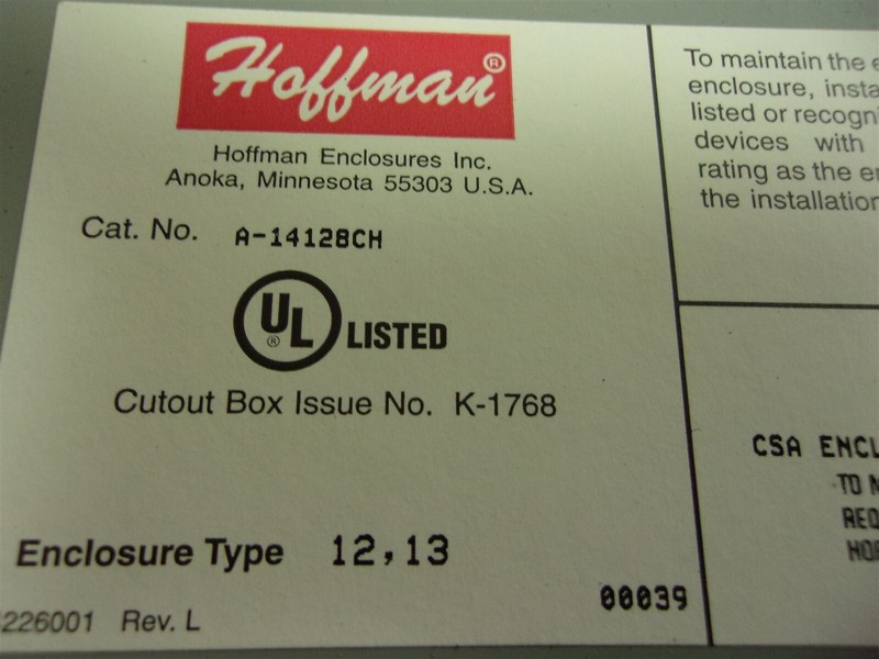 Hoffman R-14128CH Electrical Enclosure Box w/ Power Supply *FREE SHIPPING*