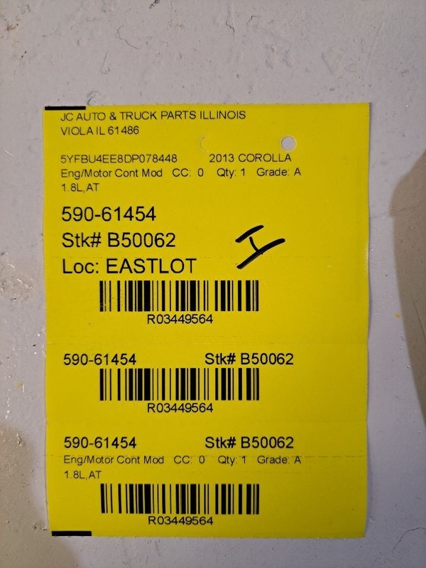 Engine ECM Electronic Control Module Left Hand Fender Fits 12-13 COROLLA 3449564