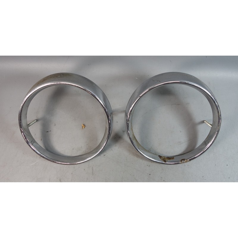 67-73 BMW 114 2002 1602 Rear Tail Light Chrome Trim Ring Pair OEM